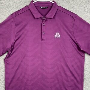 Levelwear Mens Large Shirt Golf Polo Purple Geometric Stretch Logo Rugby EUC